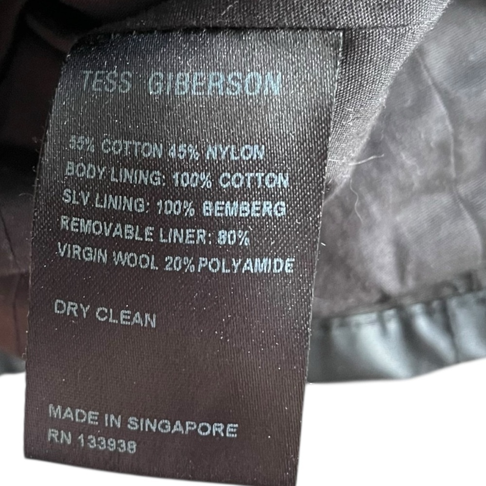 Tess Giberson Asymmetrical Zip Rain Jacket Black Nylon Shell Size 2 - Picture 14 of 14